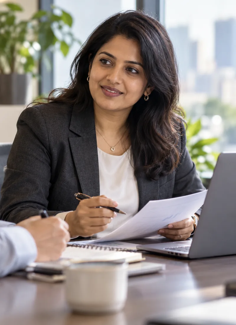 Illustrative scene of a professional reviewing payroll records